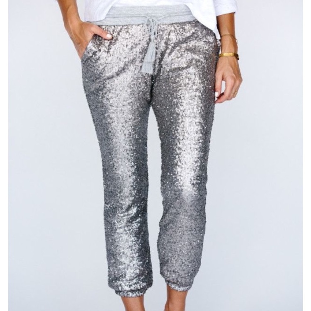 Amuse Society Mason Silver Sequin Joggers